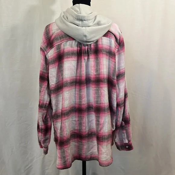 **2/$18** AEO Oversized Hooded Flannel - Size Medium - Picture 3 of 10